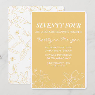 Cartes d'invitation Floral Moderne Jaune pour 74èm