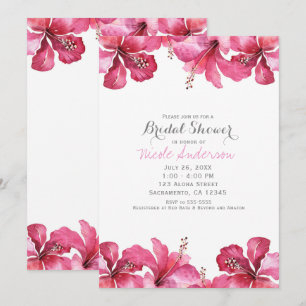 Cartes d'invitation florales Hawaïennes à l'Hibisc