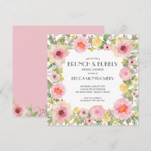 Cartes d'invitation florales roses à l'aquarelle p