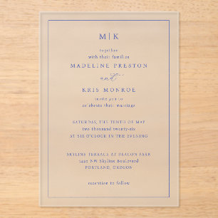 Cartes d'invitation formelles élégantes en bleu ma