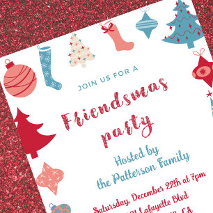 Cartes d'invitation Friendsmas arbres de Noël