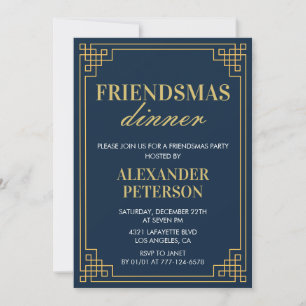 Cartes d'invitation Friendsmas Dîner Navy Or