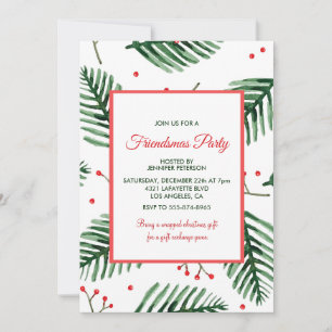 Cartes d'invitation Friendsmas Élégant Noël Épinet
