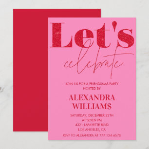 Cartes d'invitation Friendsmas rose rouge Célèbron