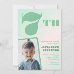 Cartes d'invitation garçon 7 ans avec dégradé vert