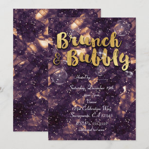 Cartes d'invitation Glamour Violet Or pour Brunch 