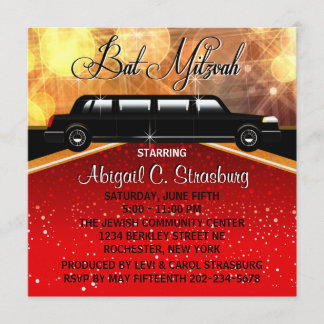 Cartes d'invitation Glitz Glamour Tapis Rouge Star