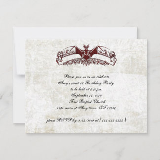 Cartes d'invitation gothiques pour les 16 ans de l
