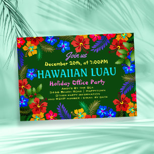 Cartes d'invitation Hawaïennes Luau Fête de Bureau