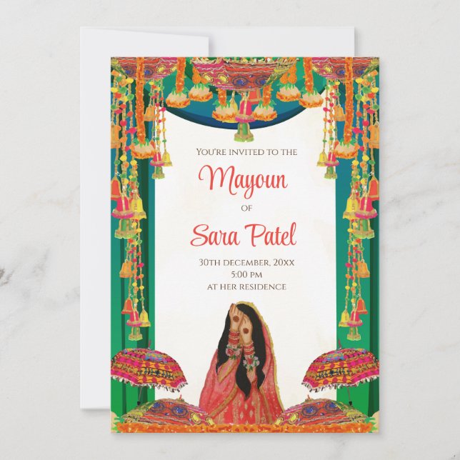 Cartes d'invitation Holud comme invitations Mayoun (Devant)