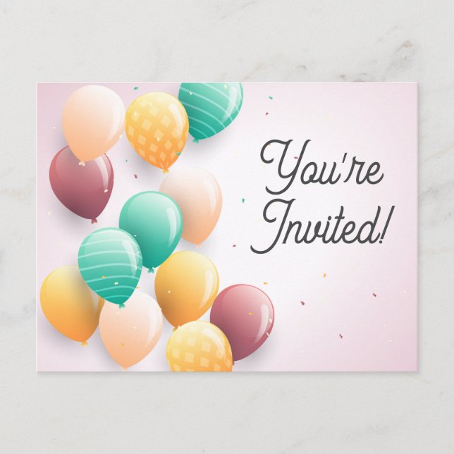 Cartes d'invitation joyeux anniversaire mignonnes (Devant)