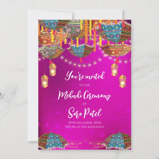 Cartes d'invitation Mehndi numériques & Invitation (Devant)