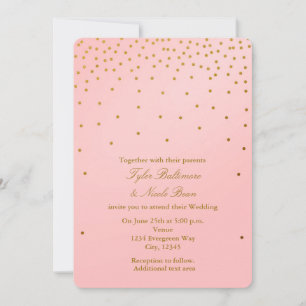 Cartes d'invitation modernes à points en rose et o