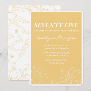 Cartes d'invitation modernes pour 75 ans Fleurs Ja