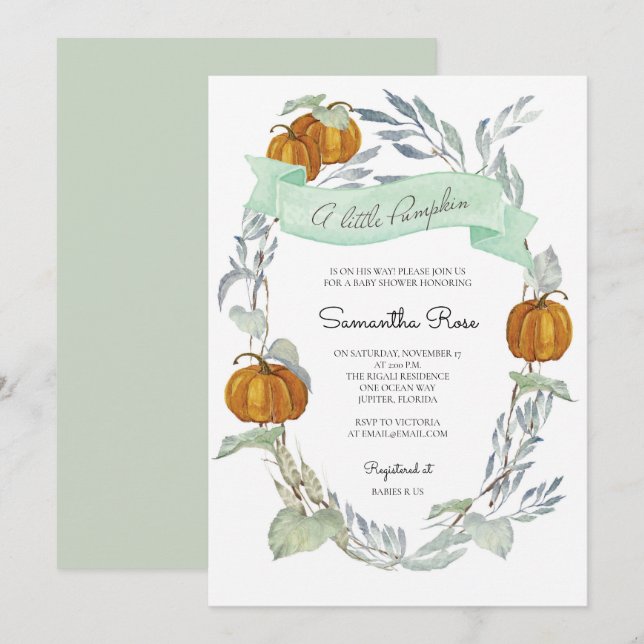 Cartes d'invitation neutres pour une baby shower d (Devant / Derrière)