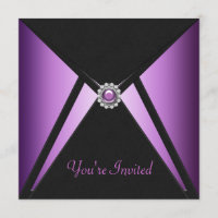 Cartes d'invitation noir violet pour toutes occasi