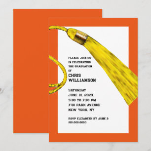 Cartes d'invitation orange pour fête de fin d'étud