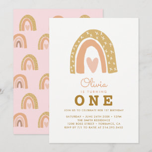 Cartes d'invitation Pastel Rainbow 1er Birthday