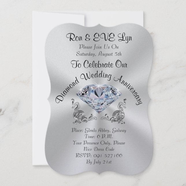 Cartes d'invitation personnalisées avec diamants p (Devant)