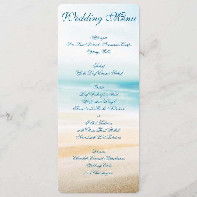 Cartes d'invitation personnalisées pour le menu de (Devant)