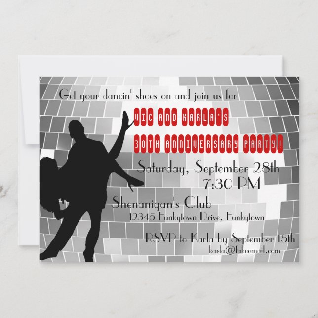 Cartes d'invitation personnalisées pour soirée dis (Devant)