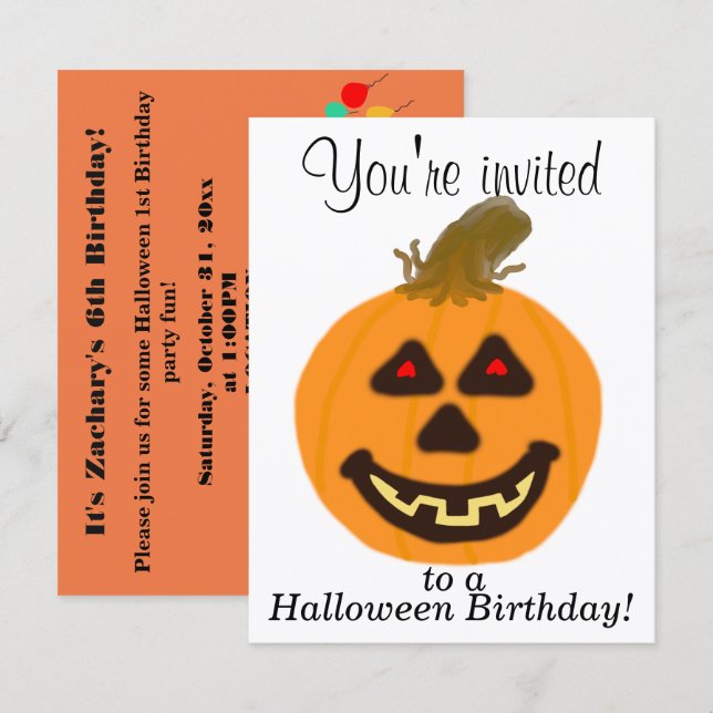 Cartes d'invitation personnalisées pour une fête d (Devant / Derrière)