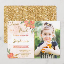 Cartes d'invitation photo d'anniversaire pêche 