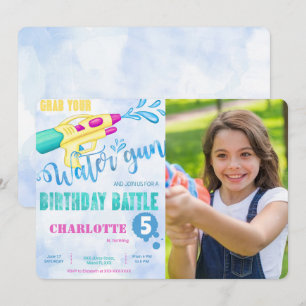 Cartes d'invitation photo pistolet à eau