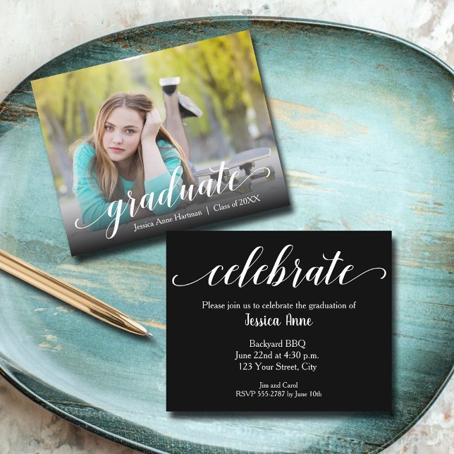Cartes d'invitation photo pour diplômés du budget (Budget 4.5" x 5.6", 110 lb 
thin paper photo graduation party invitations)