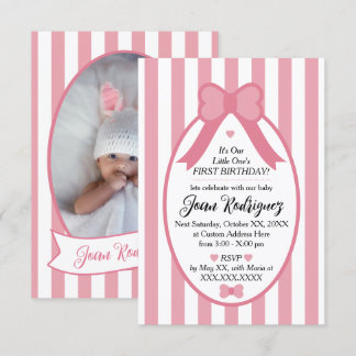 Cartes d'invitation photo pour le 1er anniversaire