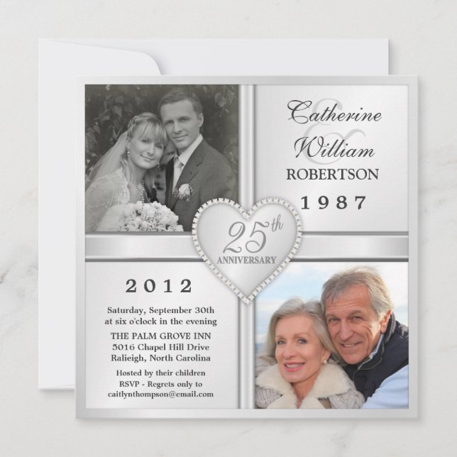Cartes d'invitation photo pour les 25 ans de maria (Devant)