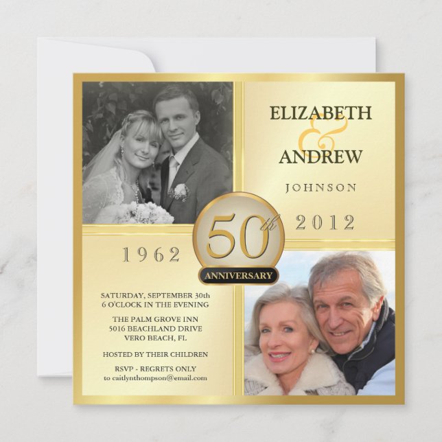Cartes d'invitation photo pour les 50 ans d'annive (Devant)