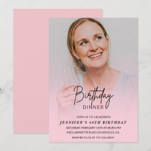 Cartes d'invitation Photo Rose pour 66e anniversai