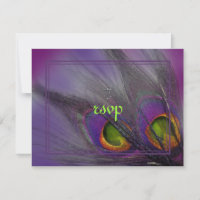 Cartes d'invitation plumes de paon/couleurs psyché