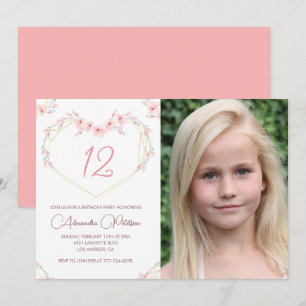 Cartes d'invitation pour 12 ans Bohème Fleur Photo