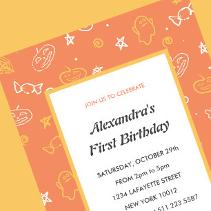 Cartes d'invitation pour 1er anniversaire Hallowee