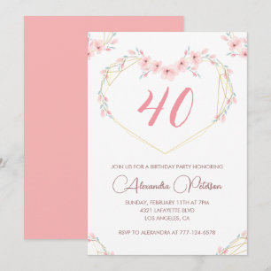 Cartes d'invitation pour 40 ans Boho Floral Élégan