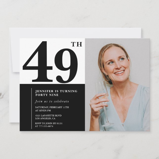 Cartes d'invitation pour 49e anniversaire avec pho (Devant)