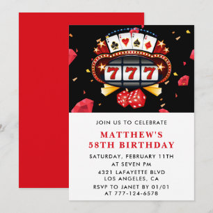 Cartes d'invitation pour 58ème anniversaire Thème