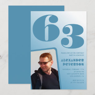 Cartes d'invitation pour 63 ans avec photo et dégr