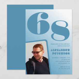 Cartes d'invitation pour 68 ans avec photo et dégr