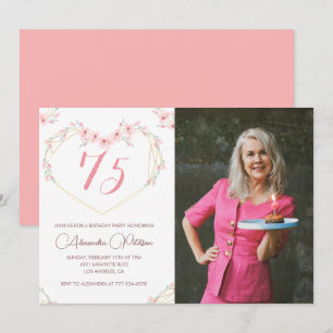 Cartes d'invitation pour 75 ans Boho Floral Photo