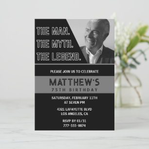 Cartes d'invitation pour 75 ans The Man The Legend