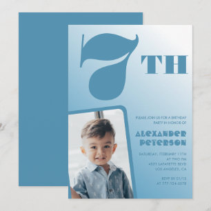 Cartes d'invitation pour 7 ans avec dégradé bleu P