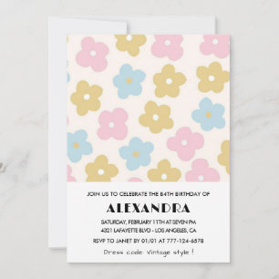 Cartes d'invitation pour 84e anniversaire Fleur Re