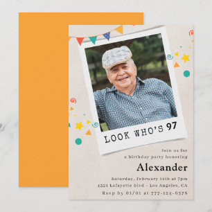 Cartes d'invitation pour 97e anniversaire d'hommes