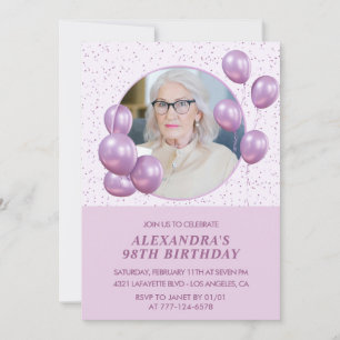 Cartes d'invitation pour 98 ans avec photo de ball