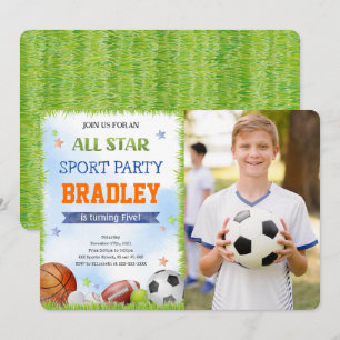 Cartes d'invitation pour anniversaire sportif avec