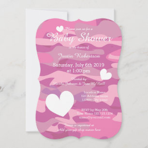 Cartes d'invitation pour baby shower à motif camou