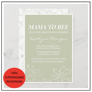 Cartes d'invitation pour baby shower abeille Flora